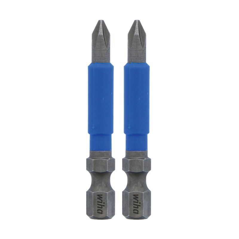 Wiha Set of 2 Phillips Terminator Blue Impact Bits, PH1 x 2 in – WI 70201