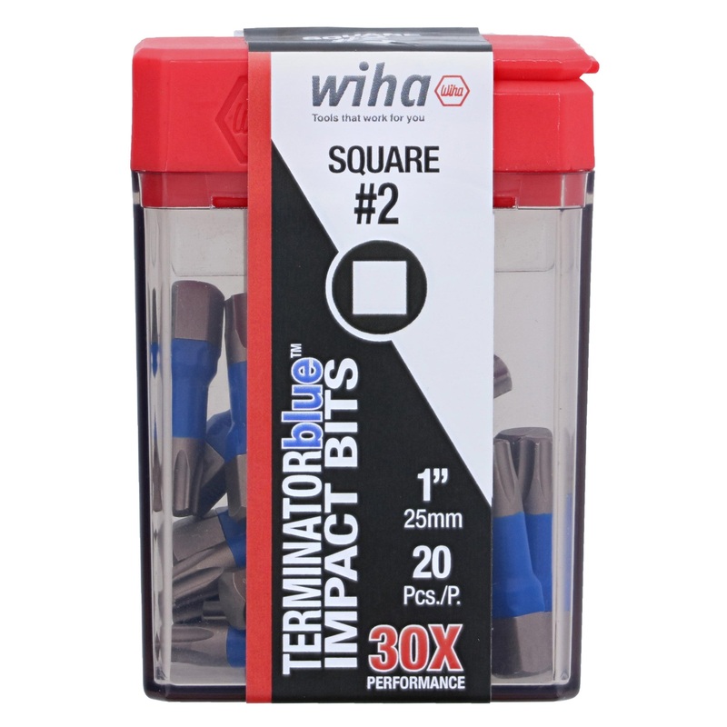 Wiha Set of 20 Terminator Blue Impact Bits, Sq2 x 1 in – WI 70065