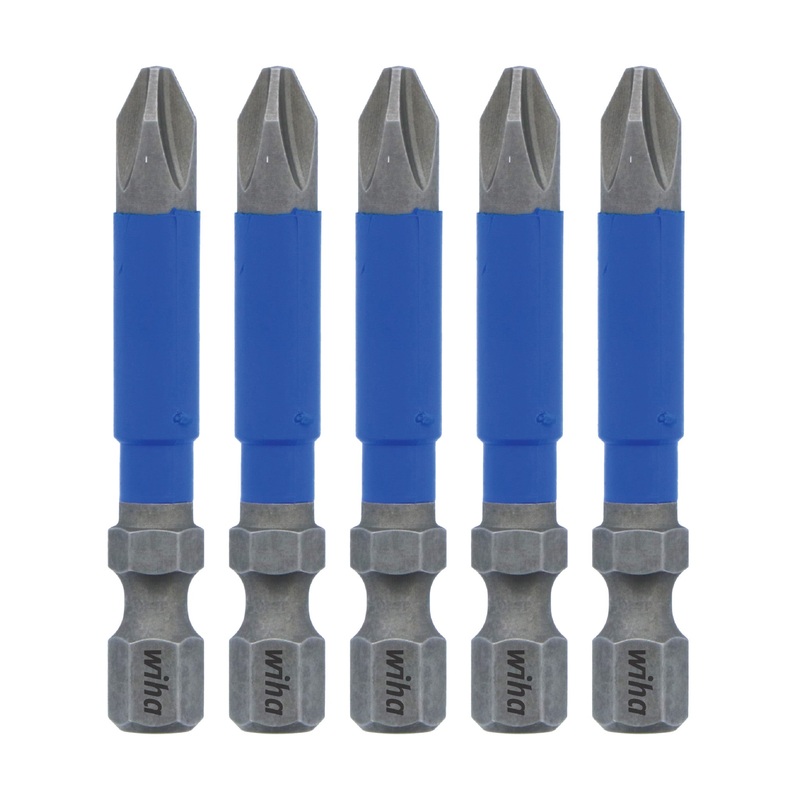 Wiha Set of 5 Phillips Terminator Blue Impact Bits, PH2 x 2 in – WI 70269