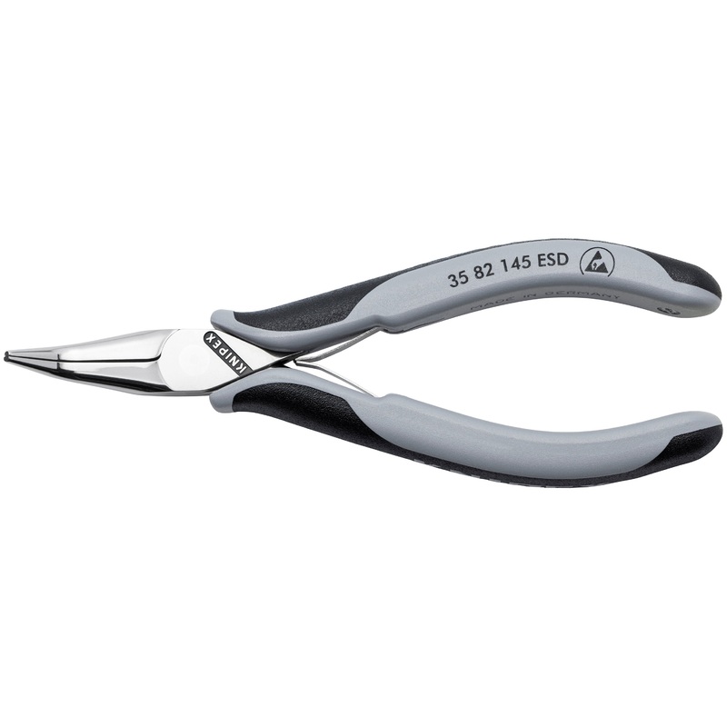 KNIPEX 35 82 145 ESD | 5 3/4 Electronics 45 degree Angled Pliers-Half Round Tips, ESD Handles