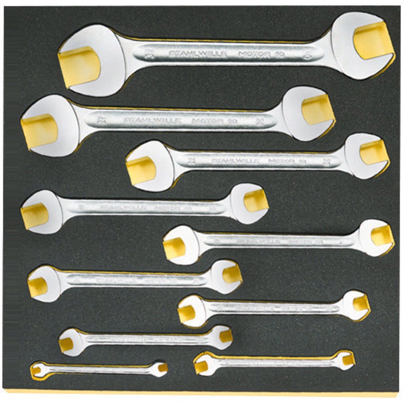 Stahlwille Set of 10 TCS Double Open Ended Spanner Wrench, 6 x 7 – 30 x 32mm, Height 30mm – ST 96838182