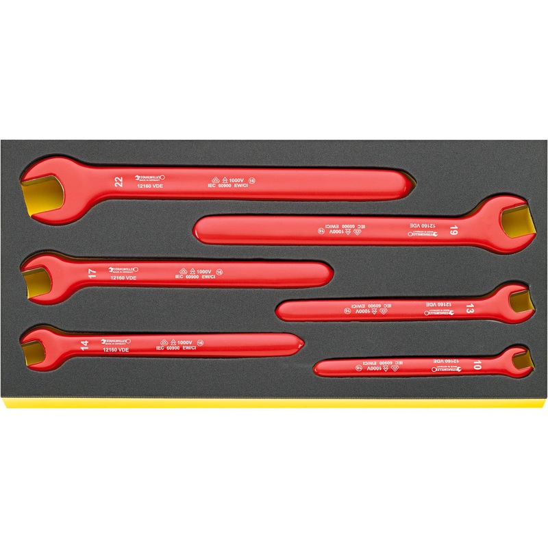 Stahlwille Set of 6 TCS VDE Single Open Ended Spanner Wrench, 10 – 22mm, 175 x 350 x 30mm – ST 96830042