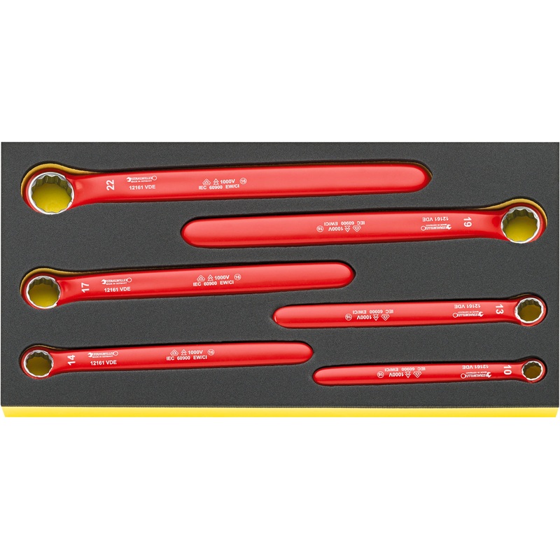 Stahlwille Set of 6 TCS VDE Single Open Ended Spanner Wrench, 10 – 22mm, 175 x 350 x 40mm – ST 96830045