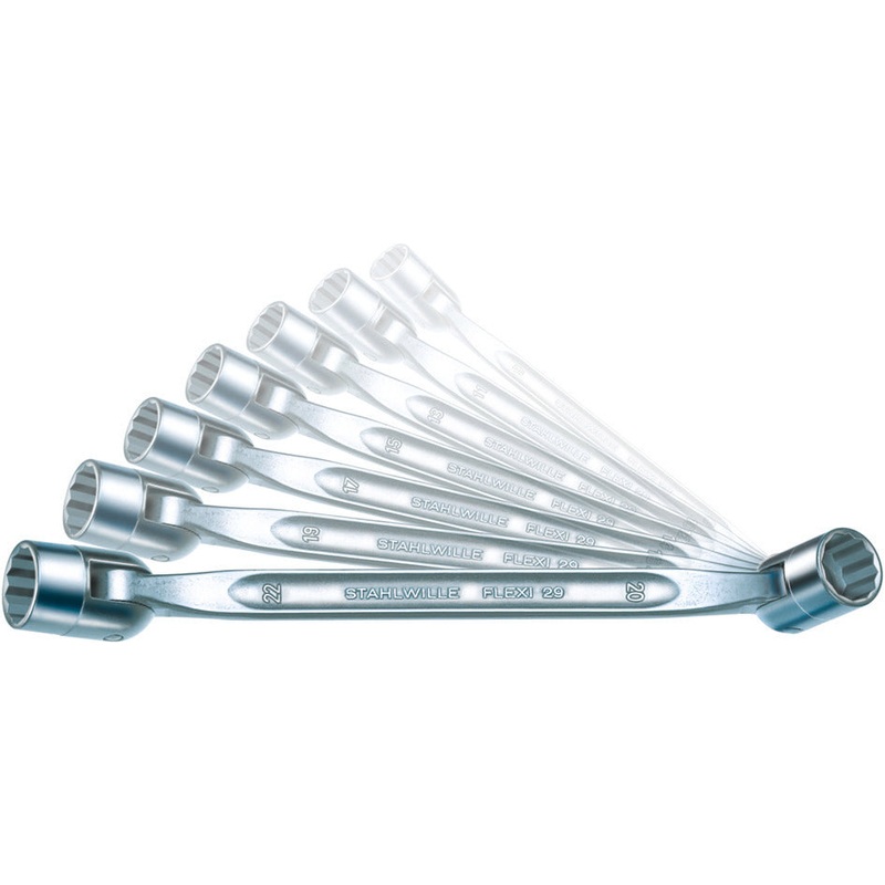 Stahlwille Set of 7 Double Ended Flex Head Spanner Wrench, 8 x 9 – 20 x 22mm – ST 96430101