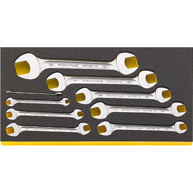 Stahlwille Set of 9 TCS Double Open Ended Spanner Wrench, 1/4 x 5/16 – 1-1/8 x 1-5/16 in, Length 250mm – ST 96830124