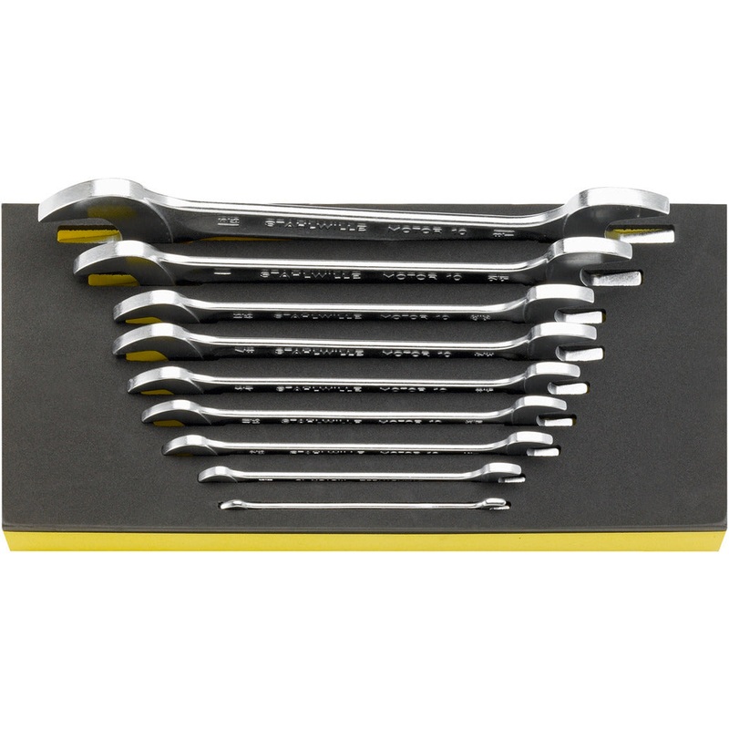Stahlwille Set of 9 TCS Double Open Ended Spanner Wrench, 1/4 x 5/16 – 1-1/8 x 1-5/16 in, Length 350mm – ST 96838779