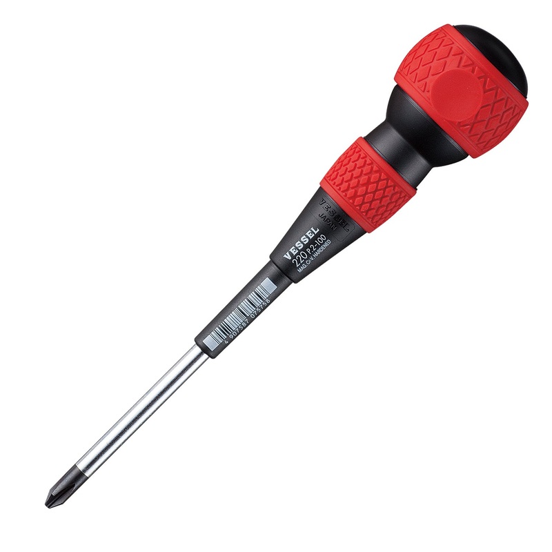 Vessel Tools Ball Grip Screwdriver, PH2 x 100mm – VL 220P2100