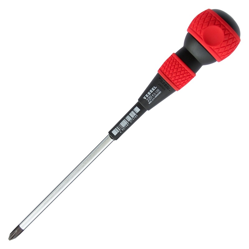 Vessel Tools Ball Grip Screwdriver, PH2 x 150mm – VL 220P2150