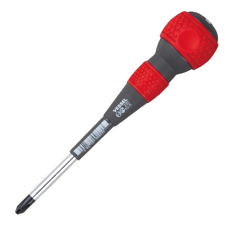 Vessel Tools Ball Grip Screwdriver, PH2 x 75mm – VL 220P275