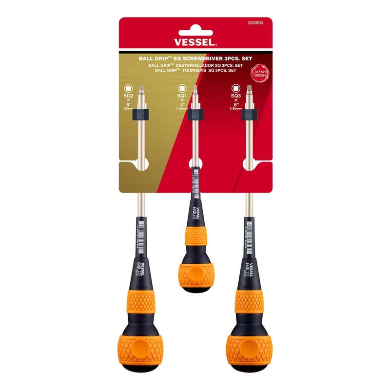 Vessel Tools Set of 3 Ball Grip Screwdriver – VL 2203SQ