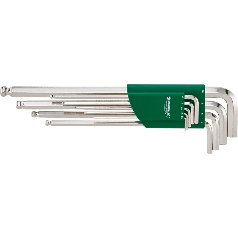 Stahlwille Set of 9 Ball Ended Hexagon Key Wrench, 1.5 – 10mm – ST 96432600