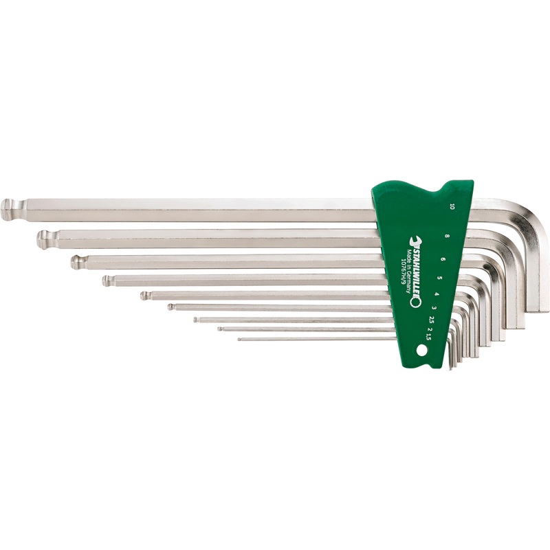 Stahlwille Set of 9 Ball Ended Hexagon Key Wrench for Retainer Ring, 1.5 – 10mm – ST 96432603