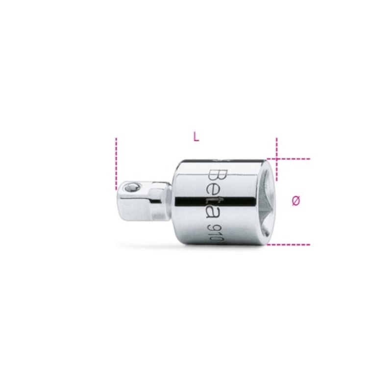 Beta Tools (Article# 910/15) Socket Adapter, 3/8 in Female and 1/4 in Male Drives, Chrome-Plated – BT 9100810