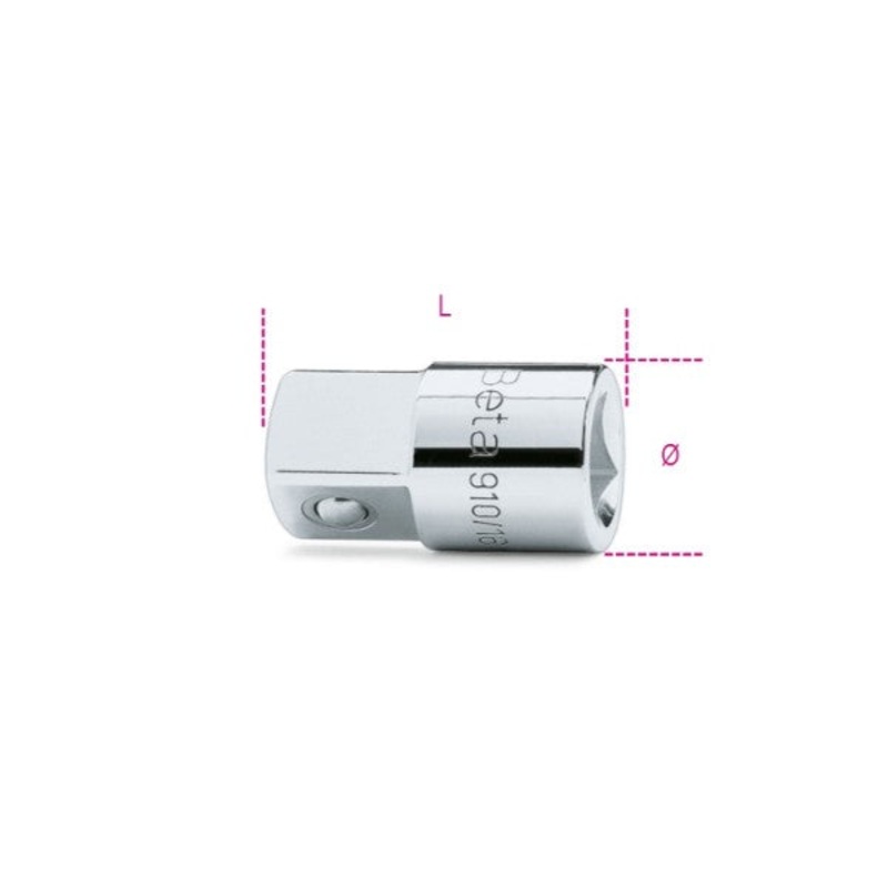 Beta Tools (Article# 910/16) Socket Adapter, 3/8 in Female and 1/2 in Male Drives, Chrome-Plated – BT 9100814