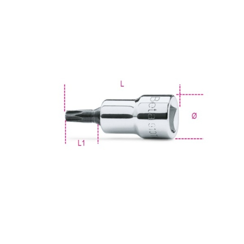 Beta Tools (Article# 910TX 45) 3/8 in Socket Driver for Torx Head Screws, Chrome-Plated, T45 – BT 9100525