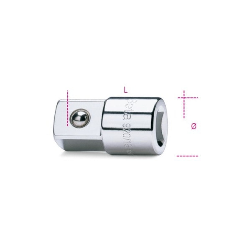 Beta Tools (Article# 920/16) Adapter, 1/2 in Female and 3/4 in Male Drives, Chrome-Plated – BT 9200814