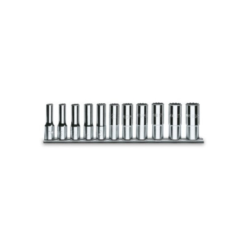 Beta Tools (Article# 920AL/SB11) Set of 11 Hexagon Hand Sockets on Rail, Long Series – BT 9200644