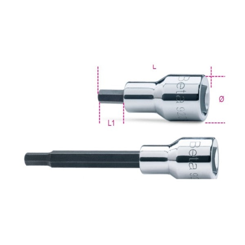 Beta Tools (Article# 920PE 5) 5mm, 1/2 in Drive Hexagon Bit Socket, Chrome-Plated – BT 9200414