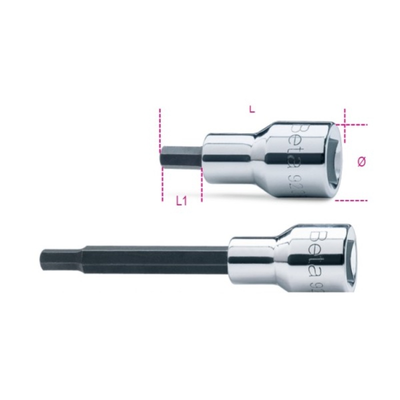Beta Tools (Article# 920PE 7) 7mm, 1/2 in Drive Hexagon Bit Socket, Chrome-Plated – BT 9200420