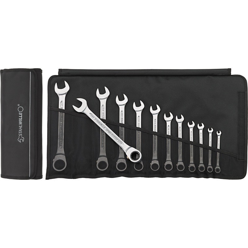 Stahlwille Set of 12 Combination Ratchet Spanner Wrench, 1/4 – 1 in – ST 96411713