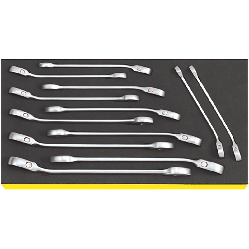 Stahlwille Set of 12 Ratchet Ring Combination Wrench with TCS Insert, 8 – 19mm, 350 x 175 x 80mm – ST 96830649