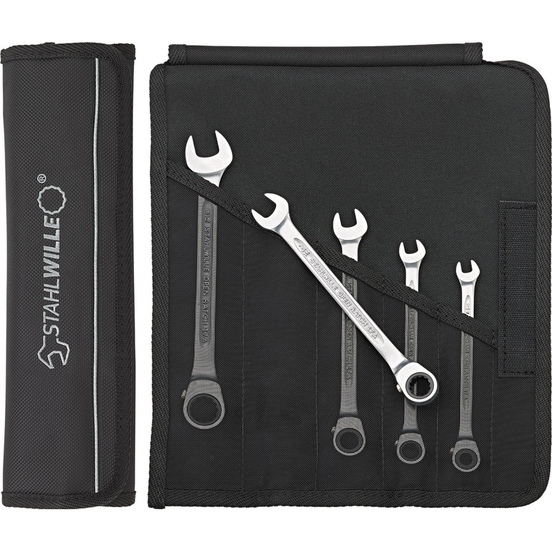 Stahlwille Set of 5 Combination Ratchet Spanner Wrench, 1/4 – 9/16 in – ST 96411709