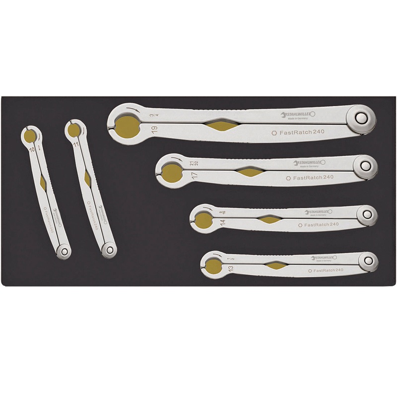 Stahlwille Set of 6 Ratchet Spanner Wrench with TCS Insert, 10 – 19mm – ST 96838774
