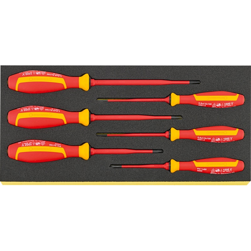 Stahlwille Set of 6 VDE Slotted and Phillips Screwdriver with TCS Insert – ST 96838816