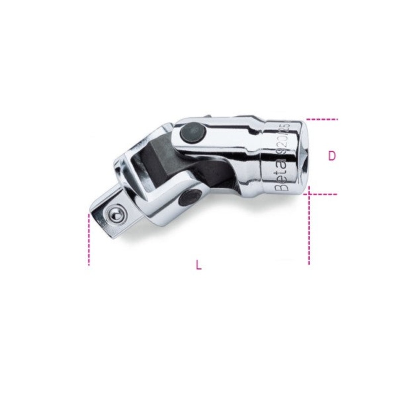 Beta Tools (Article# 920/25) 1/2 in Drive Universal Joint, Chrome-Plated – BT 9200830