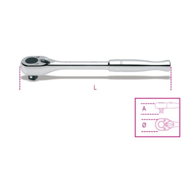 Beta Tools (Article# 920M/55) 1/2 in Drive Reversible Ratchet with Metal Handle – BT 9200893
