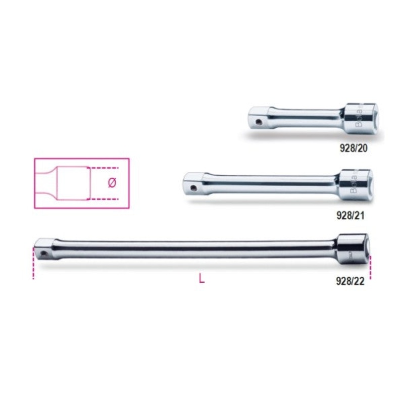Beta Tools (Article# 928/21) 3/4 in Drive Socket Extension Bar, Chrome-Plated, 100mm – BT 9280815