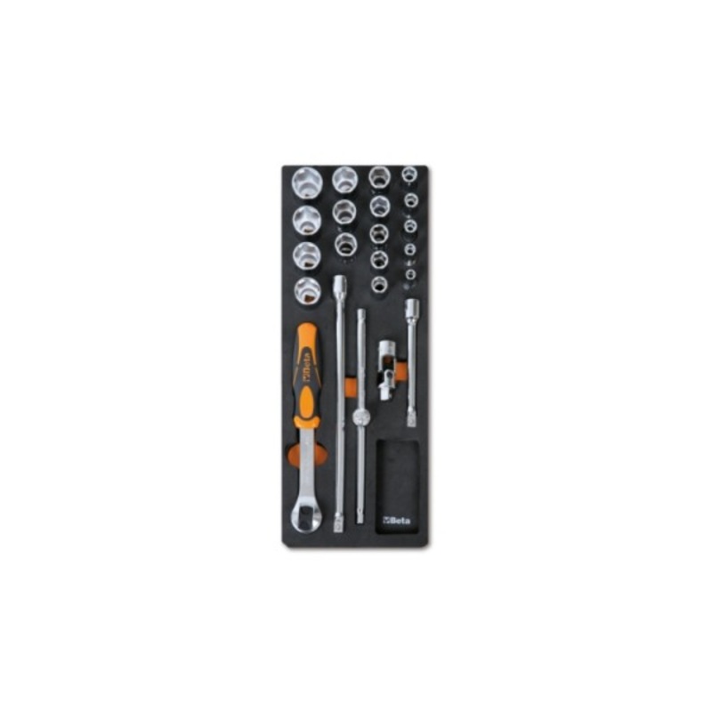 Beta Tools (Article# M92) Set of 22 3/8 in Drive Sockets and Accessories with Soft Thermoformed Tray – BT 24500092