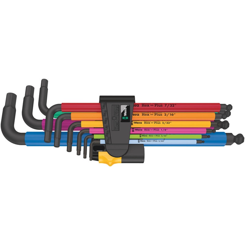 WERA 05022640001 | 950/9 Hex-Plus Multicolour Imperial L-key set, imperial, BlackLaser, 9 pieces