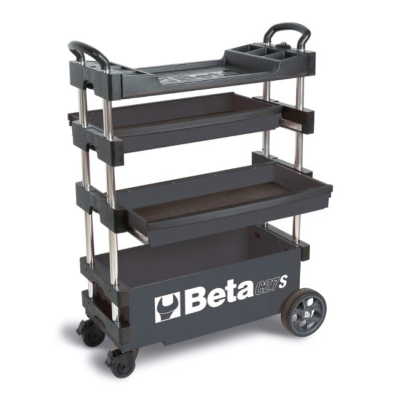 Beta Tools (Article# C27S-G) Collapsible Rolling Tool Cart – Gray – BT 27000202