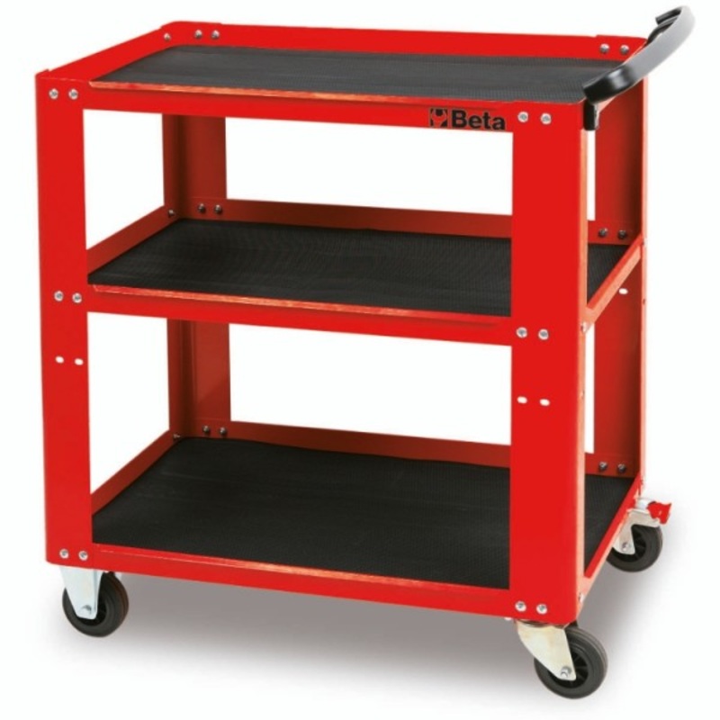 Beta Tools (Article# C51 R) C51-R Easy Trolley 3-Shelf Shop Cart – Red – BT 51000003