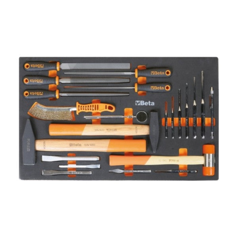 Beta Tools (Article# M231) Set of 22 Punches, Chisels and Accessories with Soft Thermoformed Tray for Tool Cabinet Drawer – BT 24500877