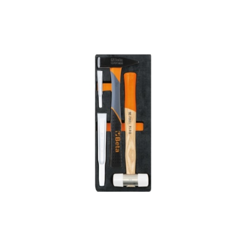 Beta Tools (Article# M237) Set of 4 Mechanic’s Hammer and Chisel with Soft Thermoformed Tray for Tool Cabinet Drawer – BT 24500237