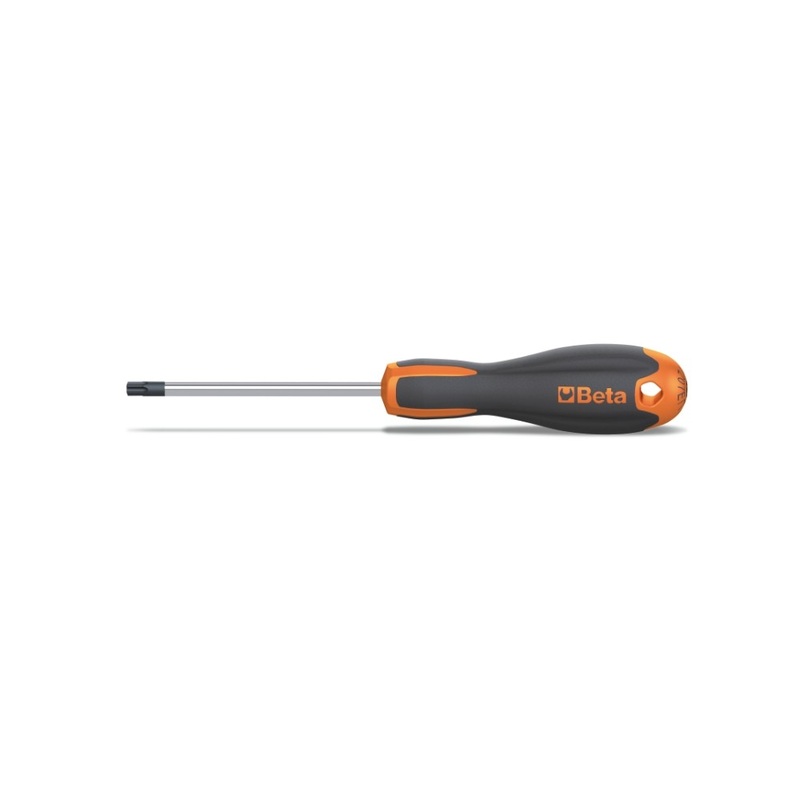 Beta Tools (Article# 1208E/RTX 20) T20 Evox Tamper Resistant Torx Screwdriver, Chrome-Plated, Black Tips, OAL 100mm – BT 12081020