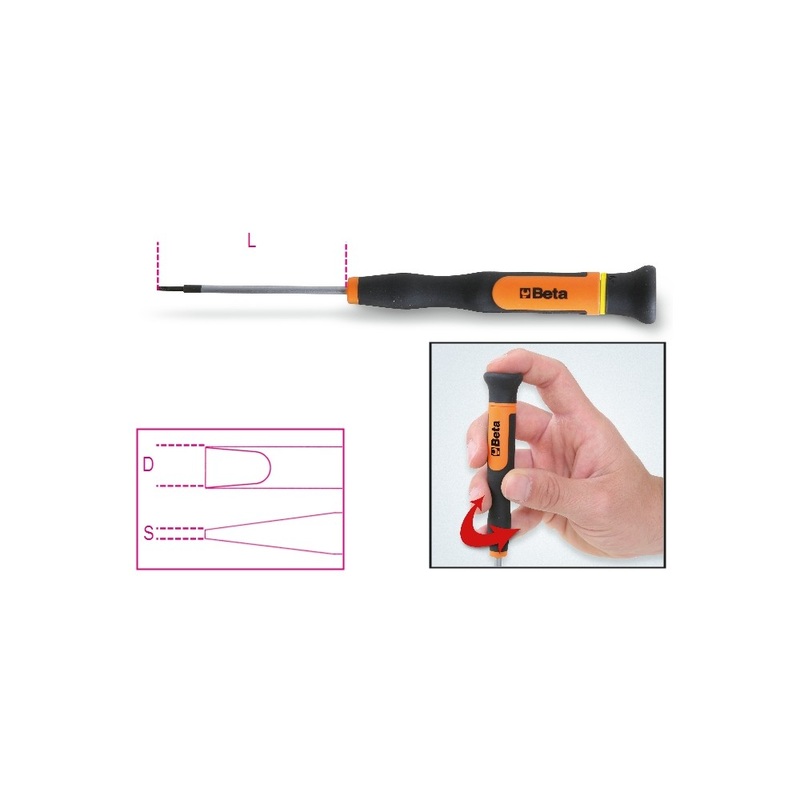 Beta Tools (Article# 1257LP 3.0) 3.0 Micro-Screwdriver for Slotted Head Screws – BT 12570030