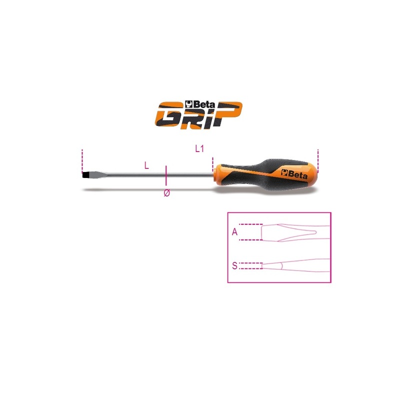 Beta Tools (Article# 1260 10X200) 10mm Slotted Screwdriver, OAL 200mm – BT 12600066