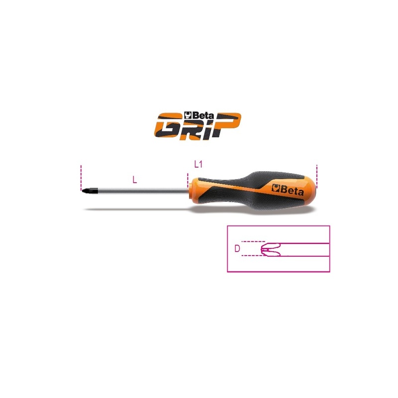 Beta Tools (Article# 1262 3X60) No. 0 Phillips Head Screwdriver, OAL 60mm – BT 12620003