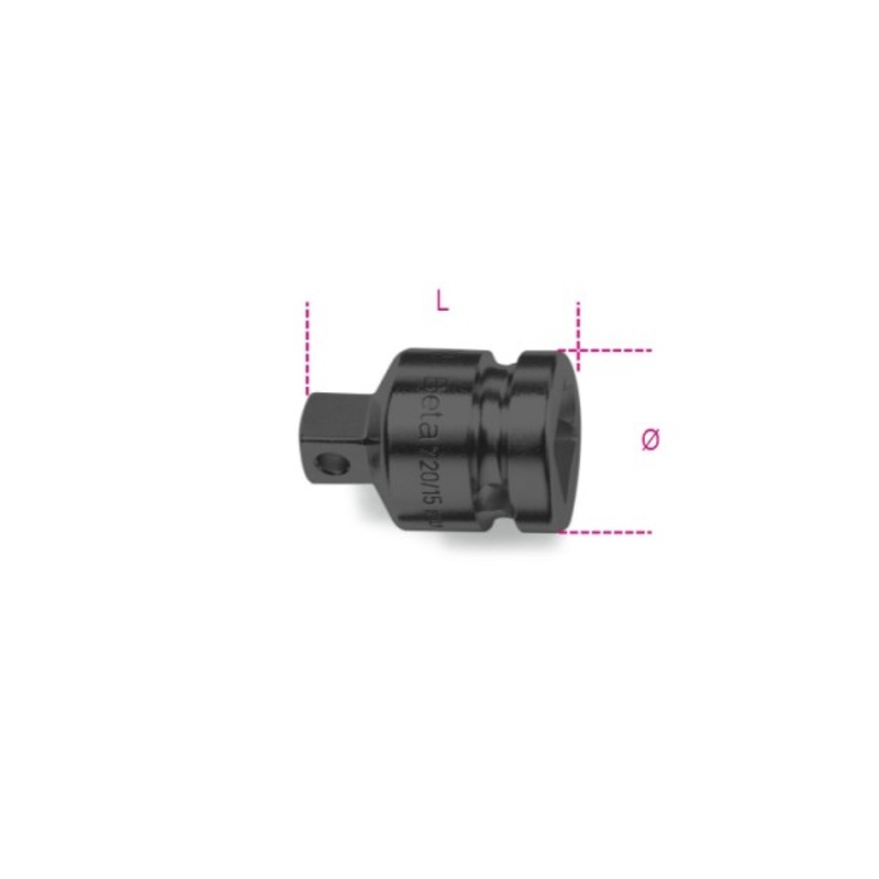Beta Tools (Article# 720/15) Impact Adapter, 1/2 in Female and 3/8 in Male Drives, Black Oxide – BT 7200810