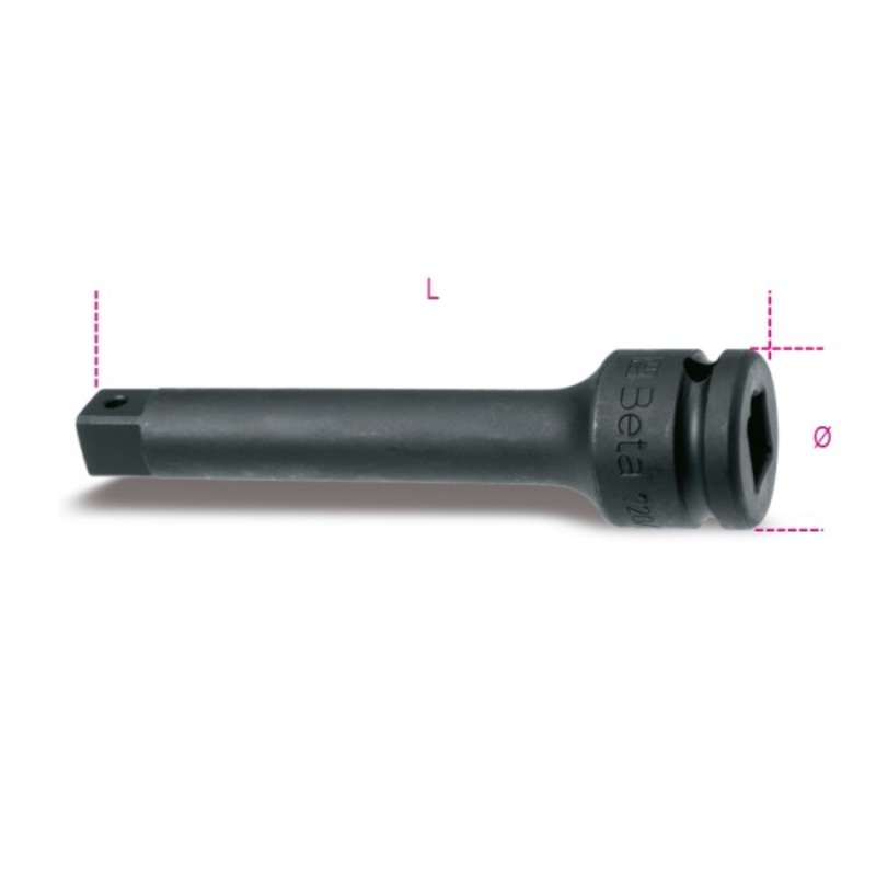 Beta Tools (Article# 720/21) 1/2 in Drive Impact Extension Bar, Black Oxide, 125mm Long – BT 7200822