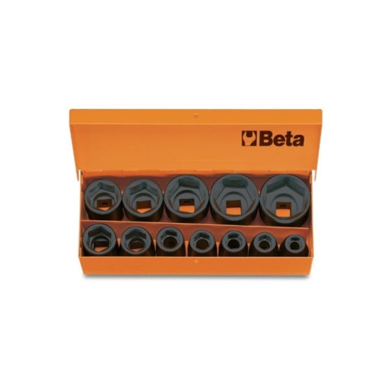 Beta Tools (Article# 720/C12) Set of 12 1/2 in Square Drive Impact Sockets with Case, 6 Point, 10 – 32mm – BT 7200912