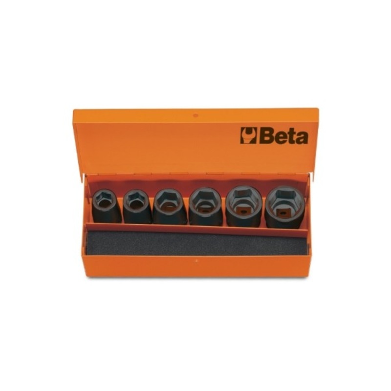 Beta Tools (Article# 720/C6) Set of 6 1/2 in Square Drive Impact Sockets with Case, 6 Point, 13 – 24mm – BT 7200910