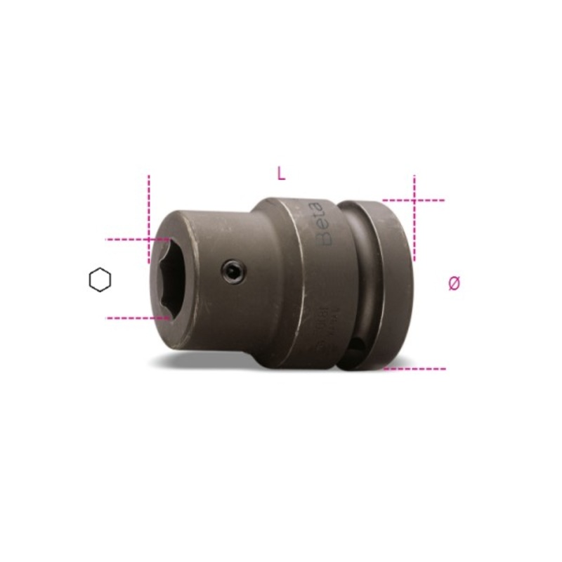 Beta Tools (Article# 727PI/22) 1 in Drive Impact Bit Holder Socket, Black Phosphate – BT 7270022