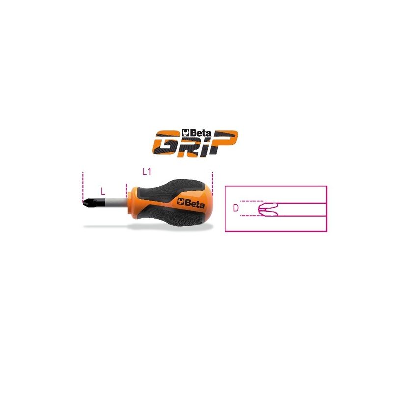 Beta Tools (Article# 1262N 4.5X30) No. 1 Phillips Head Screwdriver, OAL 30mm, Extra-Short Series – BT 12620103