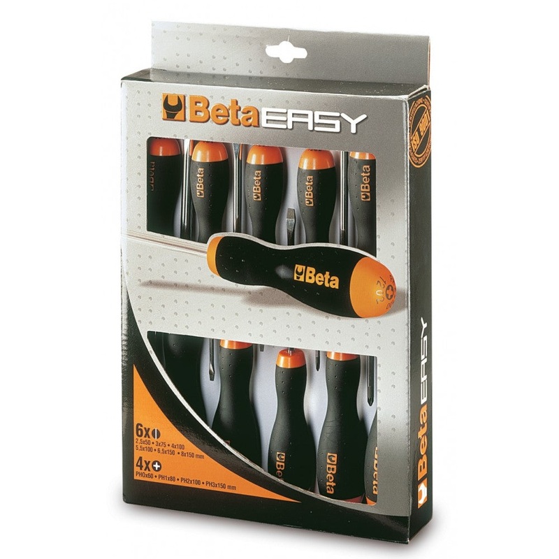 Beta Tools (Article# 1263/D10) Set of 10 Screwdriver for Slotted and Phillips Head – BT 12630010