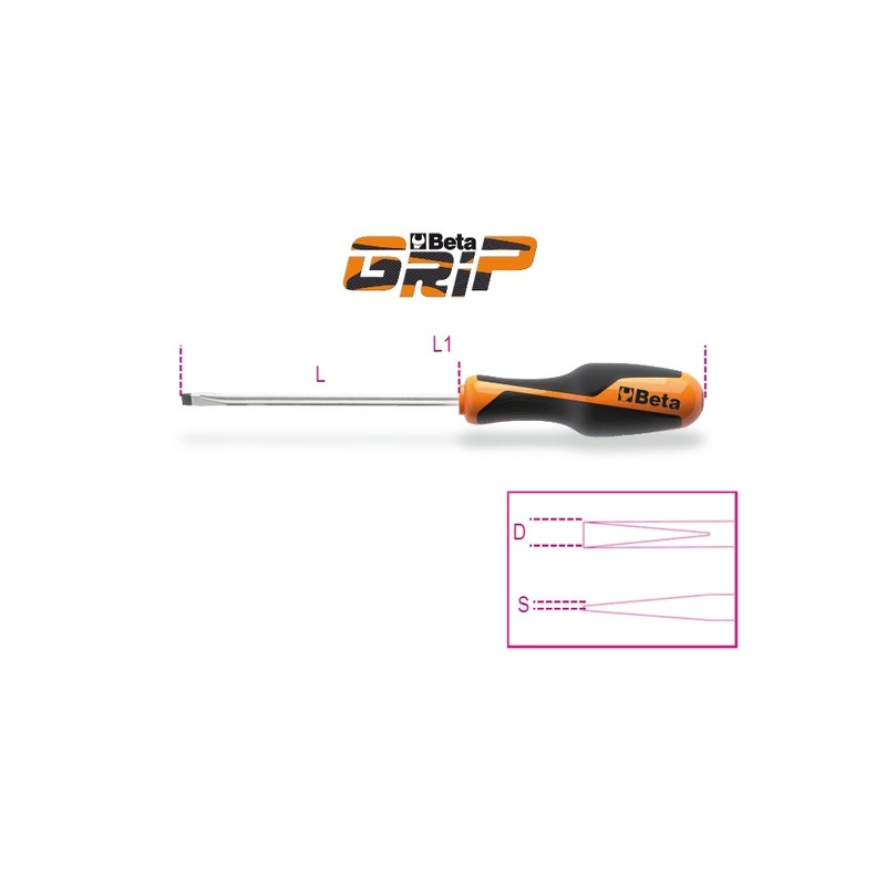 Beta Tools (Article# 1264 4X100) 4 x 100mm Screwdriver for Headless Slotted Screws – BT 12640012