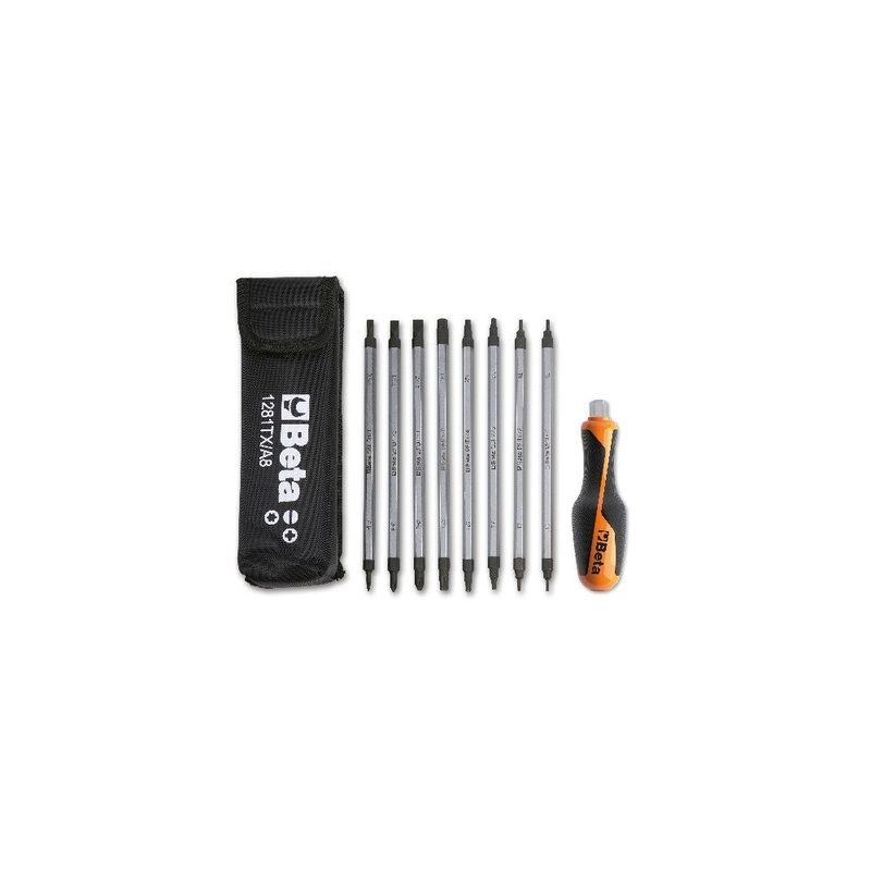 Beta Tools (Article# 1281BG-TX/A8) Set of 8 Reversible Screwdriver and 1 Accessory with Case – BT 12810530